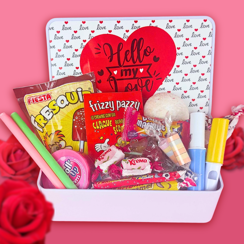 Boîte de bonbons rétro - Hello My Love - Cadeau Saint Valentin