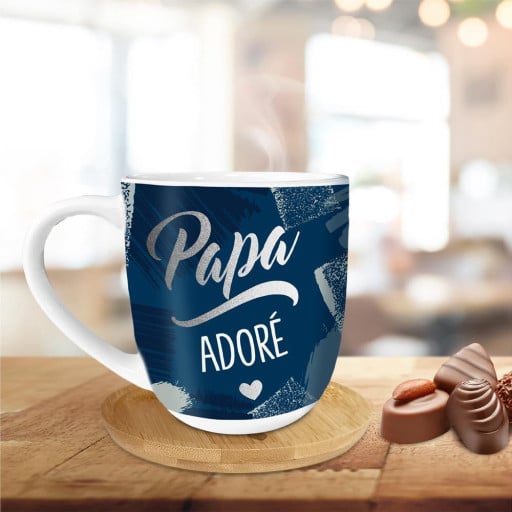 Coffret cadeau tasse et sous-tasse Papa adoré - Cadeau Homme