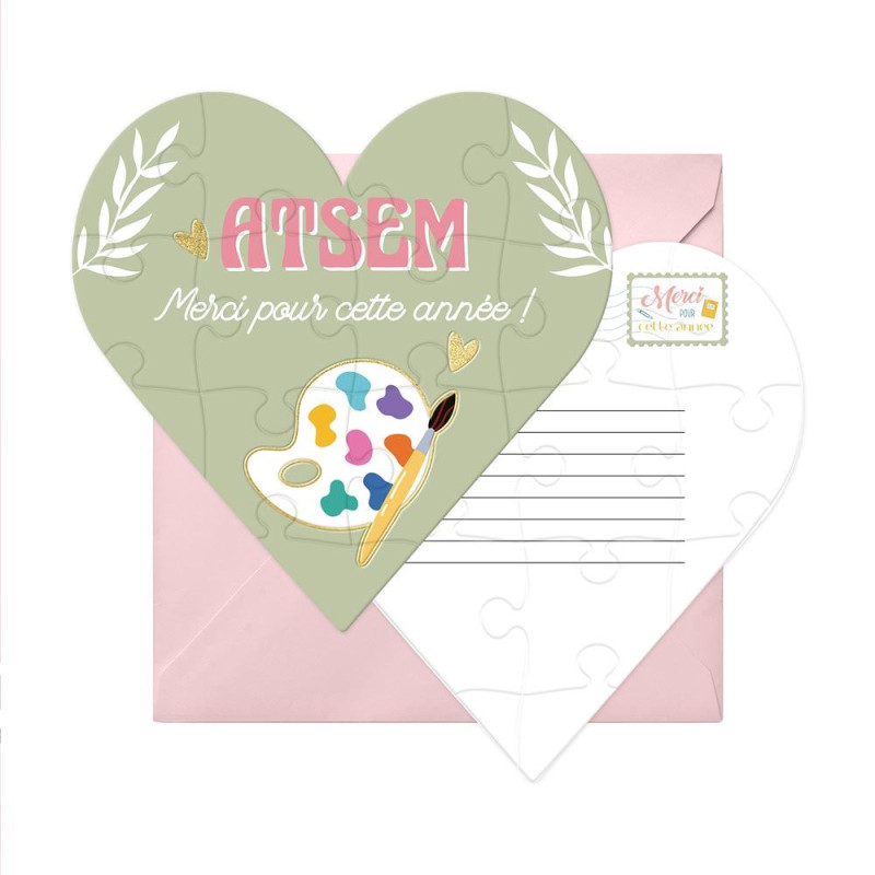 Pochette Cadeau ATSEM + Marque-Page | Remerciement Maîtresse | Fin D'Année Ou Noël