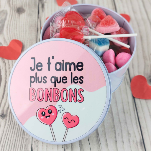 Boîte de friandises - Je t'aime plus que les bonbons - Coffret cadeau St Valentin