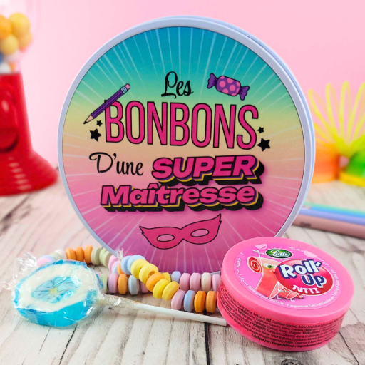 Boîte bonbons rétro - Les bonbons d'une super Maîtresse