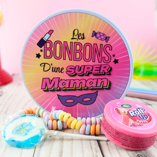 Boîte bonbons rétro - Les bonbons d'une super Maman