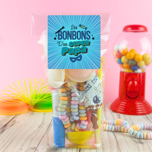 Sachet bonbons rétro - Les bonbons d'un Super Papa