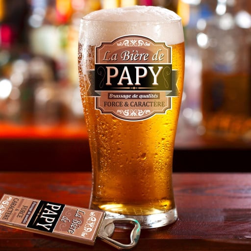 Coffret verre à bière Papy - Cadeau grand-père