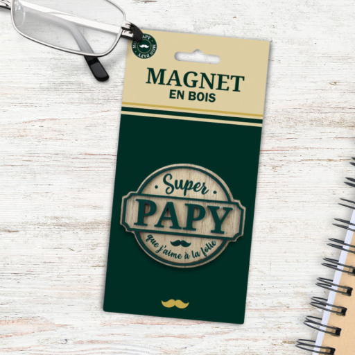 Magnet en bois Super Papy