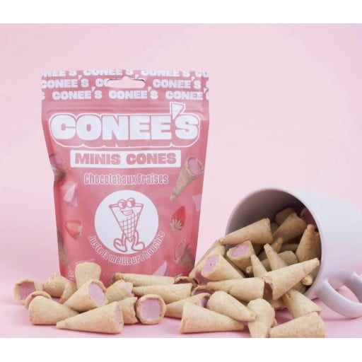 Biscuit cône fraise chocolat - Conee's - 80g