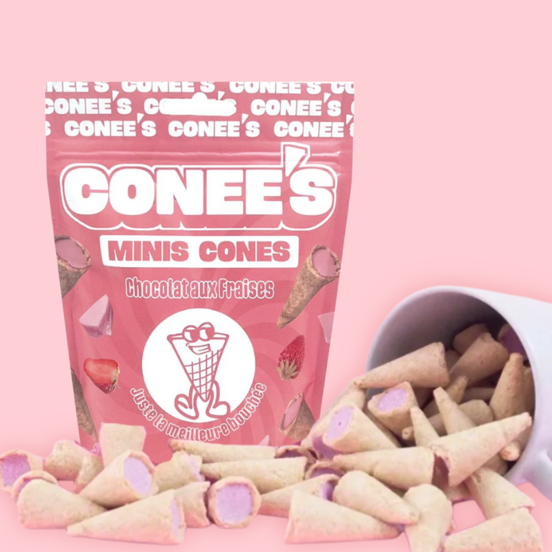 Biscuit cône fraise chocolat - Conee's - 80g
