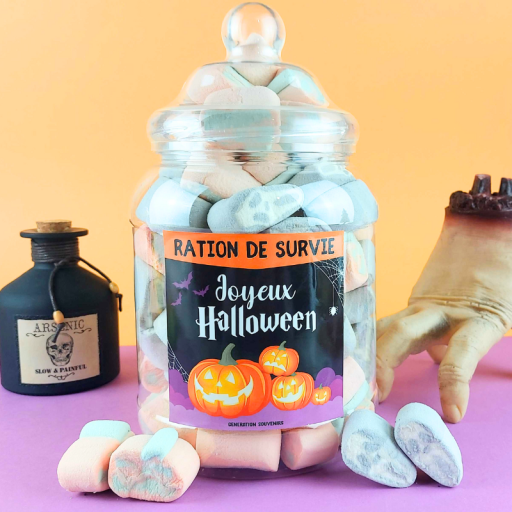 Bonbonnière remplie de guimauves Halloween - Grand modèle