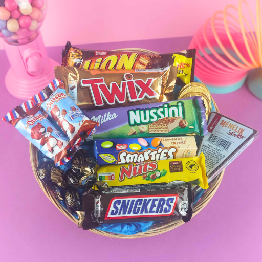 Panier chocolats rétro de notre enfance