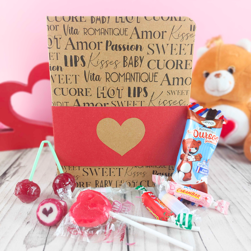 Coffret bonbons et chocolats - Livre lettre d'amour - Saint Valentin