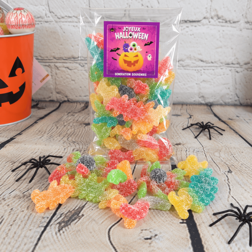 Sachet de bonbons Halloween - Bêtes acidulées - 150g