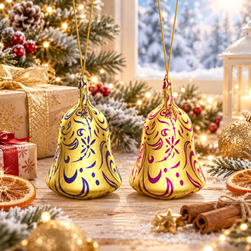Cloche de Noël en chocolat à suspendre