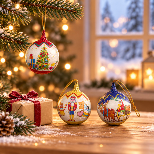 Boule de Noël en chocolat à suspendre au sapin
